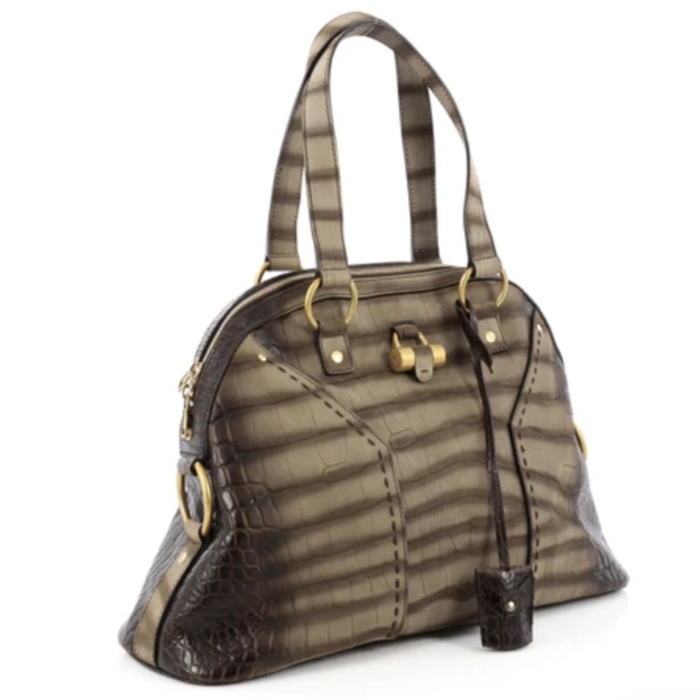💎 RARE 💎 YSL MUSE TOTE LEATHER STATEMENT BAG EMBOSSED - Picture 2 of 16
